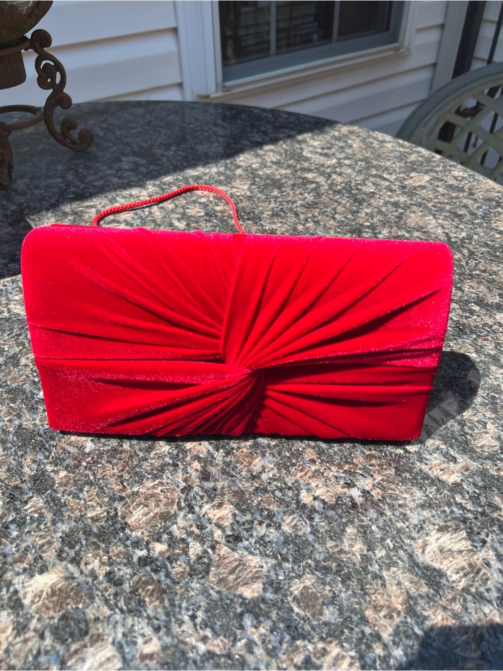 Vintage Red Velvet Evening Clutch Bag Purse 10”x5”x2.5”